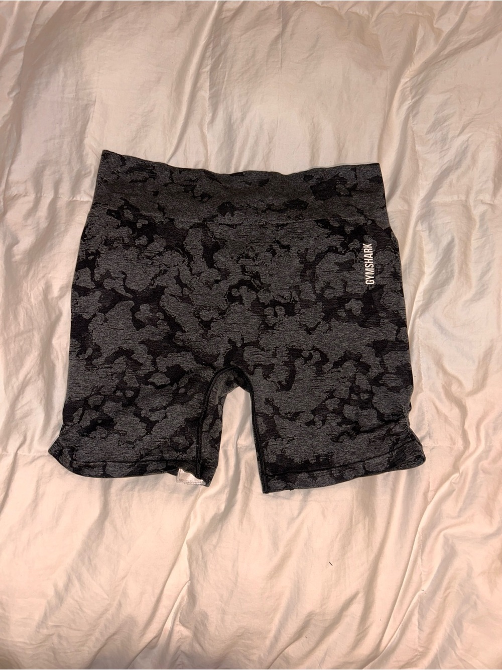 Gymshark Black & Dark Gray Camo Seamless Bike Shorts